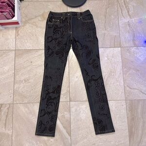 $295 PER SE size 30 x 32 VINTAGE DARK DENIM COTTON STRETCH JEANS VELVET PATTERN